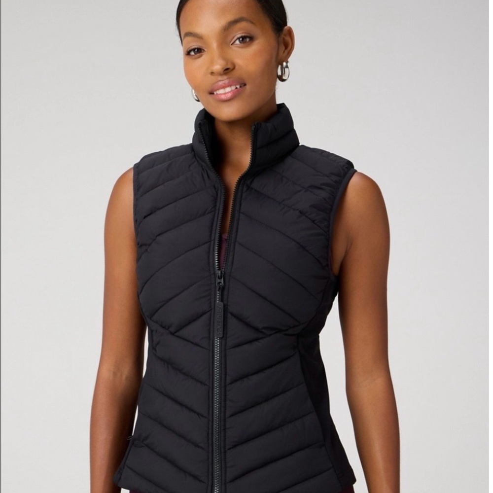 Fabletics Black Chevron Quilted Vest